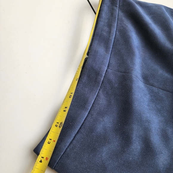 The Limited Womens Faux Suede Navy Blue Pencil Skirt Retro Chic Stretch Pencil 4 - Picture 5 of 10
